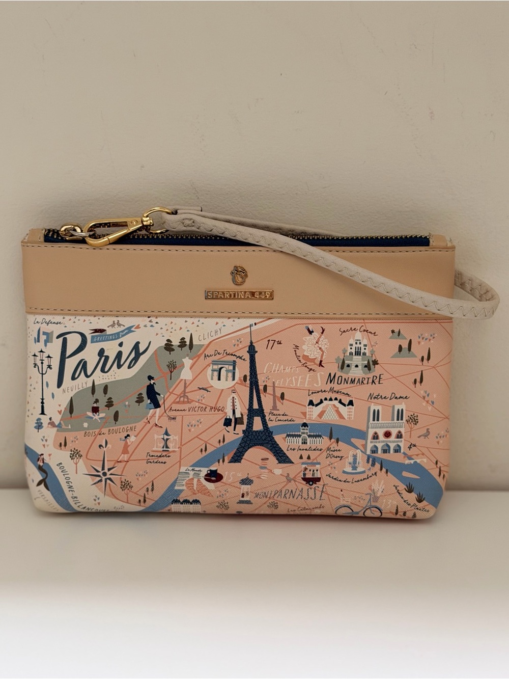 Spartina 449 City of Lights Paris Scout Wristlet Map Print Clutch collectible
